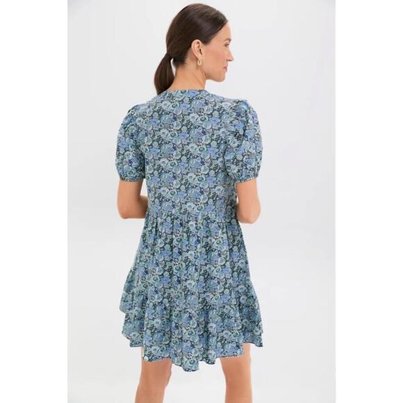 HYACINTH HOUSE Light Blue Ditsy Floral Zip Front Ellie Mini Dress S - NWT - Picture 2 of 5